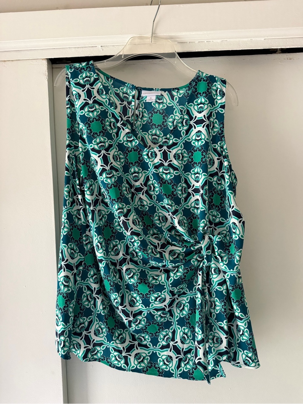Liz Claiborne Teal & White Patterned Wrap Camisole